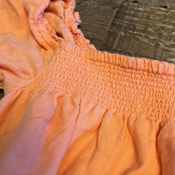 Abercrombie & Fitch Melon Peach Linen Blend DRESS Small Petite SP - Picture 2 of 7